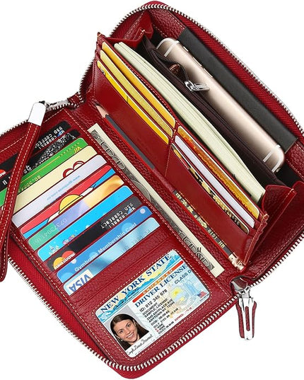 Lavemi Small Compact Women Wallet RFID Blocking Genuine Leather Bifold Purse with ID Windows