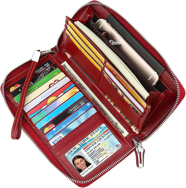 Lavemi Small Compact Women Wallet RFID Blocking Genuine Leather Bifold Purse with ID Windows