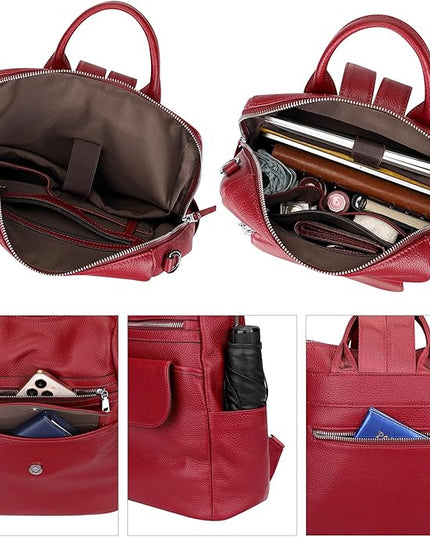 ALTOSY Genuine Leather Backpack Purse for Women Large Convertible Shoulder bag Ladies Crossdody Bag with Tassel(S115 Wine Red)