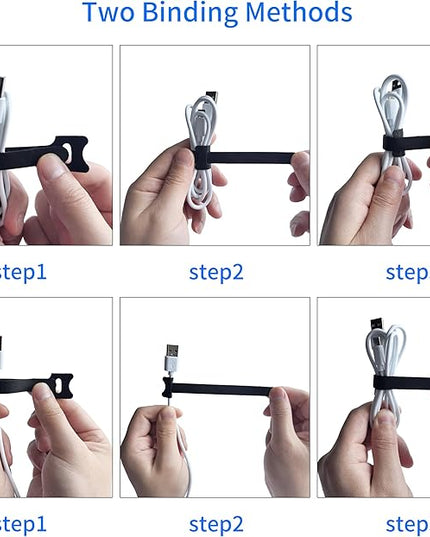 100 PCS 6 Inches Black Reusable Cable Ties, Adjustable Cord Straps, Cable Organizer, Cord Wrap and Hook Loop Cords Management