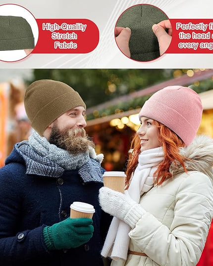 Winter Beanie Hats Bulk for Men Women Beanie Cap for Donation Cozy Knitted Cuffed Skull Cap Gift Soft Ski Hat
