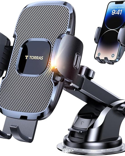 TORRAS Ultra-Durable Phone Holders for Your Car【96+LBS Strongest Suction】 Car Phone Holder Mount, Safety Certs Cell Phone Car Mount Truck for Dashboard Windshield Vent for iPhone 17 16 15 14 Pro Max