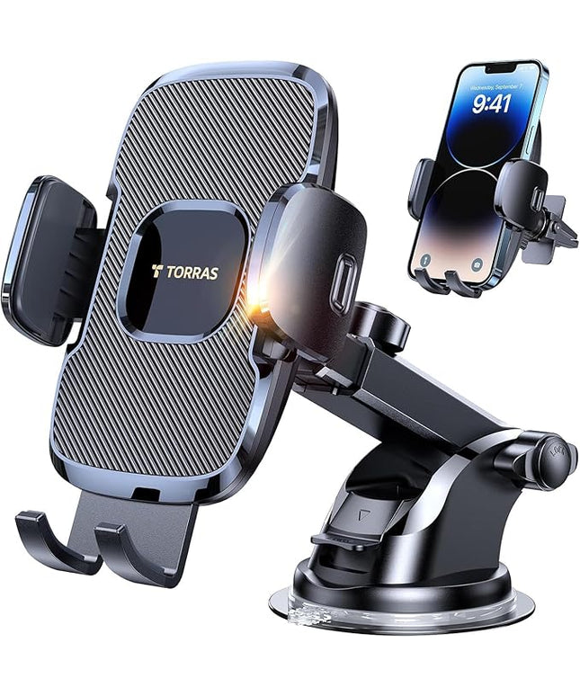 TORRAS Ultra-Durable Phone Holders for Your Car【96+LBS Strongest Suction】 Car Phone Holder Mount, Safety Certs Cell Phone Car Mount Truck for Dashboard Windshield Vent for iPhone 17 16 15 14 Pro Max