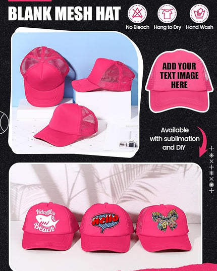 10 Pcs Sublimation Blank Trucker Hats Bulk Mesh Baseball Cap Polyester Mesh Trucker Hat for Men and Women