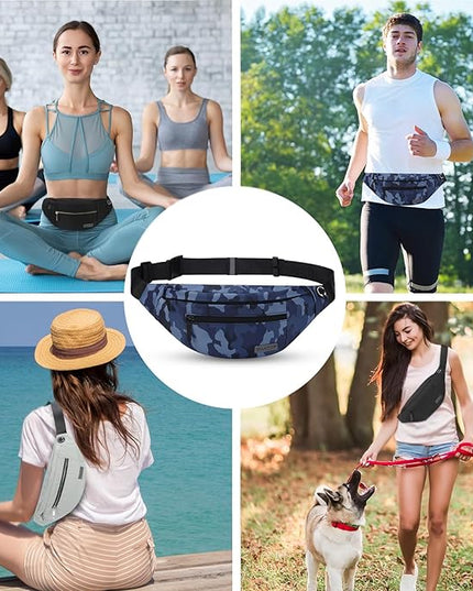 MAXTOP Large Crossbody Fanny Pack with 4-Zipper Pockets,Gifts for Enjoy Sports Festival Workout Traveling Running Casual Hands-Free Wallets Waist Pack Phone Bag Carrying All Phones