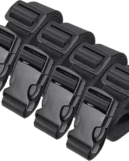 Vigorport Utility Straps Quick Release Nylon Backpack Accessory Bag Strap,Adjustable for Hiking,Travel,Outdoor Sports-4 Pack (Black, 1" W-60 L)