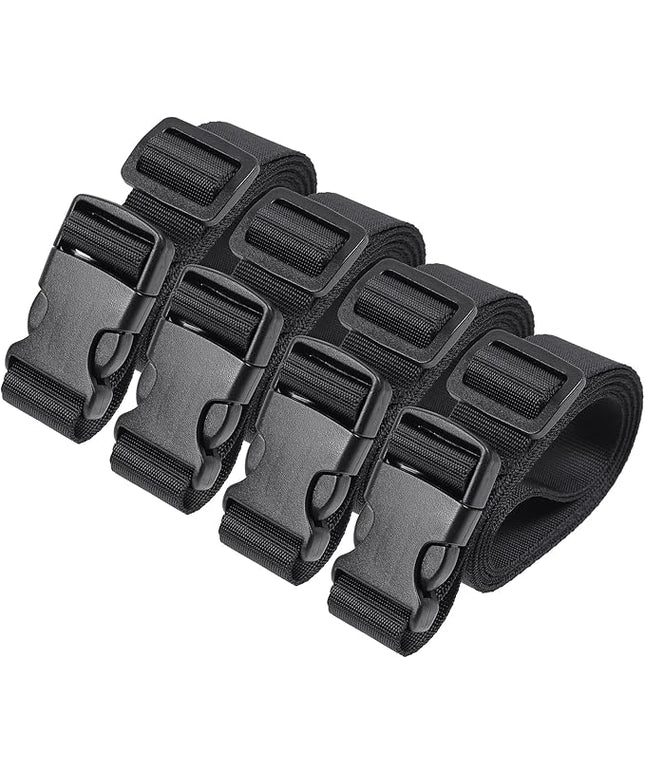 Vigorport Utility Straps Quick Release Nylon Backpack Accessory Bag Strap,Adjustable for Hiking,Travel,Outdoor Sports-4 Pack (Black, 1" W-78 L)