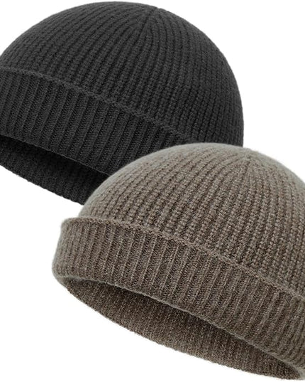 vidsel Thin Wool Fisherman Beanie Hat for Men Women Fall Winter,Short Knit Cuffed Fashion Trawler Skull Cap,Watch Cap
