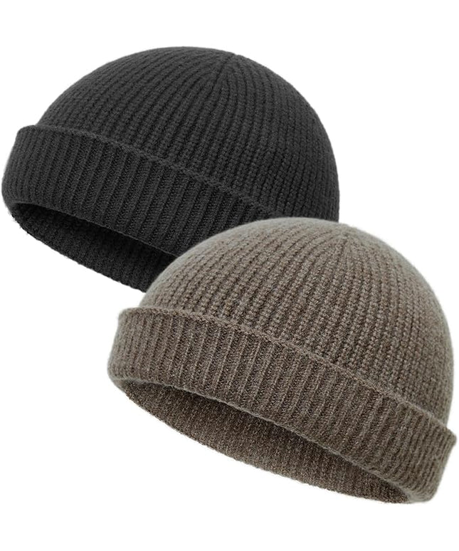 vidsel Thin Wool Fisherman Beanie Hat for Men Women Fall Winter,Short Knit Cuffed Fashion Trawler Skull Cap,Watch Cap