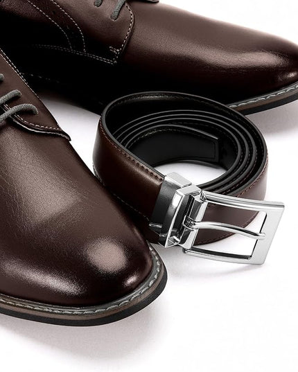 CHAOREN Reversible Belt Men 1 Piece - 1.25" Leather Dress Belt - Trim to Fit for Elegant Style