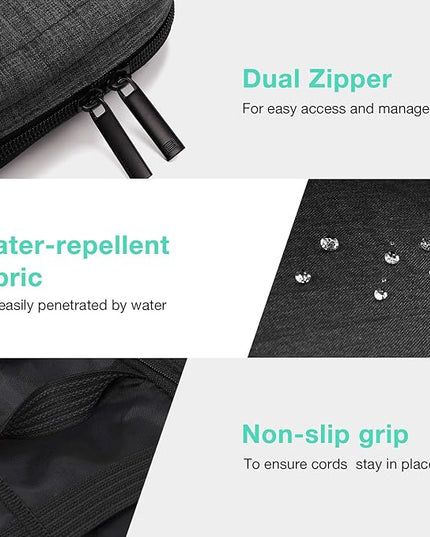 BAGSMART Electronics Organizer Travel Case, Small Cord Bag for Travel Essentials, Tech bag for Men Women, Cable Organizer for Phone, SD Card, Black