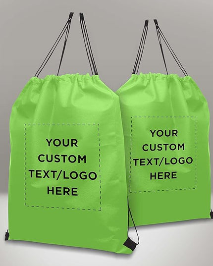 DISCOUNT PROMOS Custom Non-Woven Drawstring Backpacks Set of 10/50/100, Personalized Bulk Pack