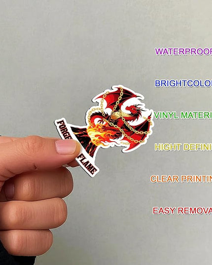 100 PCS Magic Dragon Stickers Pack, Fantasy Vinyl Decals Fire Ice Water Earth Light Dark Dragons, Aesthetic Mythical Dragons Art for Adults, Scrapbooking, Laptops, Water Bottles