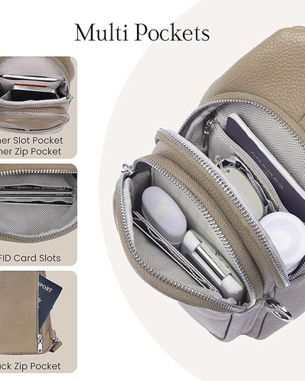 befen Genuine Leather Small Sling Bag for Women Anti-Theft Crossbody Chest Bags Fanny Packs for Travel with RFID Card Slots