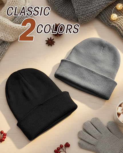 Zhanmai 12 Pack Small Winter Beanie Hats Bulk Warm Knitted Cuffed Skull Cap for Men Women