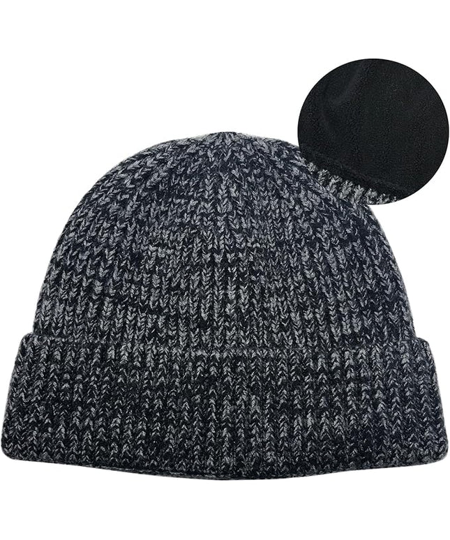 ROYBENS Swag Wool Knit Cuff Short Fisherman Beanie for Men Women, Winter Warm Hats