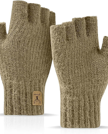 Fingerless Gloves Half Finger Winter Warm Knitted Gloves Working Running Biking Driving for Men and Women
