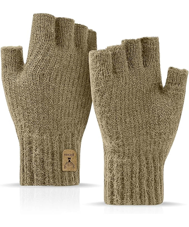 Fingerless Gloves Half Finger Winter Warm Knitted Gloves Working Running Biking Driving for Men and Women