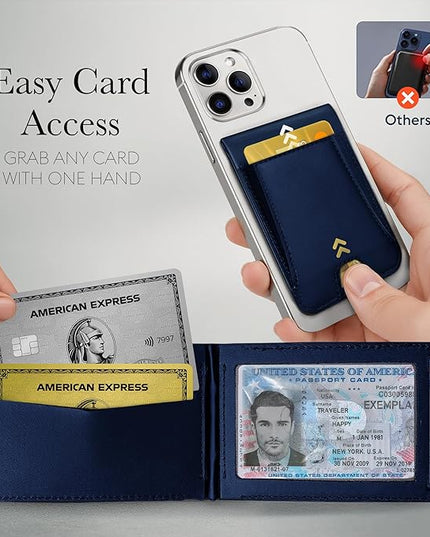 Genuine Leather Magsafe Wallet,10 Card Holder With Stand, Slim Magnetic Wallet Mag Safe for iPhone,Compatible With iPhone 17/16/15/14/13/12 Series and Selected Samsung Devices Apple Accessories, Blue