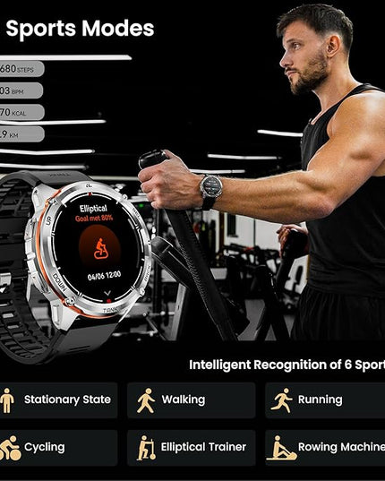 KOSPET Tank T3 Ultra 2 Smart Watch GPS for Men, 5ATM Waterproof, Pressure&Altitude&Compass, Extra-Large Battery, Full Metal Body Rugged Military Smartwatch Bluetooth Calling-1.43” AMOLED Display