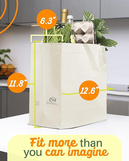 Simply Cool Reusable Grocery Bags Eco-Friendly - Reusable Shopping Bags, Heavy Duty Grocery Bags, Foldable, Tote Bags Bulk