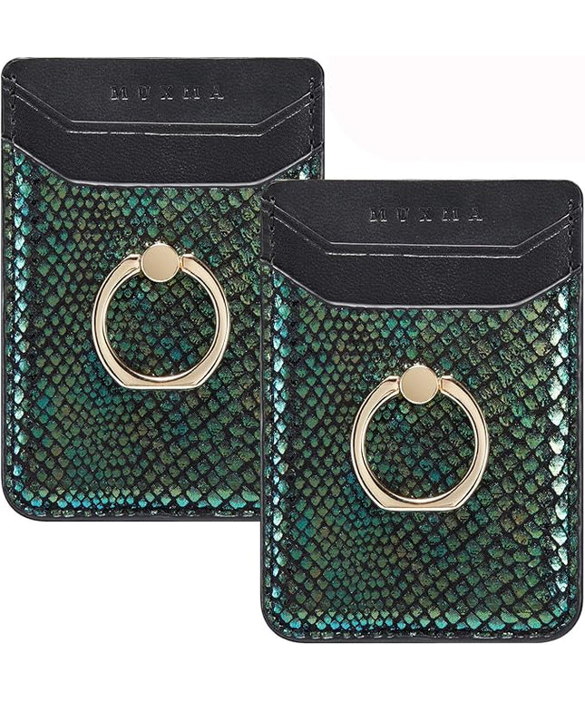 BIAJIYA Phone Card Holder RFID Leather Wallet Credit Adhesive Cell Case Stick-on Card Holder for Women and Men Back of Phone for Most of Smartphones