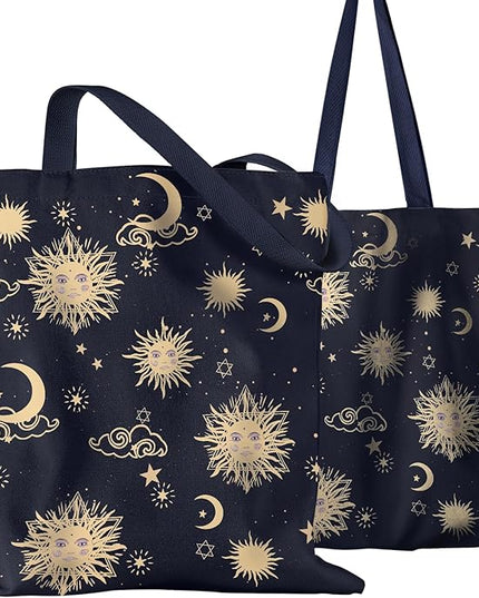 Aesthetic Canvas Tote Bag for Women - Sturdy Cloth Cotton Totes Bag with Pattern Shoulder Bag