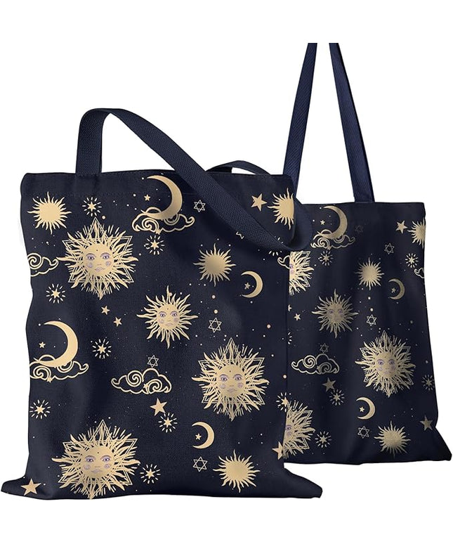 Aesthetic Canvas Tote Bag for Women - Sturdy Cloth Cotton Totes Bag with Pattern Shoulder Bag