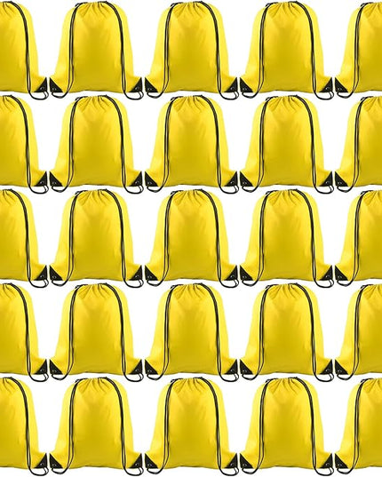 KUUQA 60Pcs Yellow Drawstring Backpacks - Gym, Travel, Storage Bags