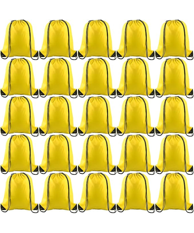 KUUQA 25Pcs Yellow Drawstring Bags - String Backpacks for Gym, Sport, Traveling