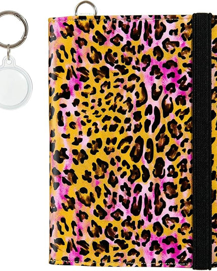 AIRMORS AirTag Passport Holder,Cute Travel Wallet RFID Blocking Anti-Lost Travel Essentials Family Passport Protector Case Credit Card Slots for Women(Leopard print(with Airtag Holder))