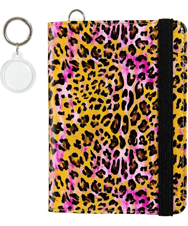 AIRMORS AirTag Passport Holder,Cute Travel Wallet RFID Blocking Anti-Lost Travel Essentials Family Passport Protector Case Credit Card Slots for Women(Leopard print(with Airtag Holder))