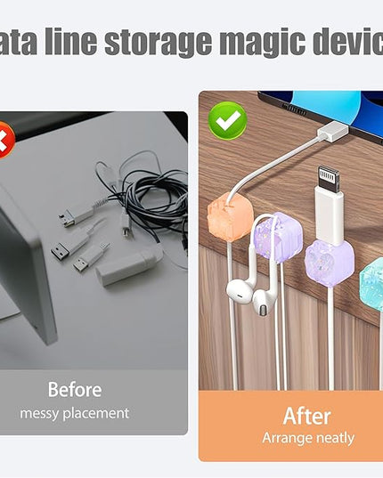 9Pack Magnetic Cable Clips for Nightstand, Adhesive Night-Glowing Cord Holder Organizer for Office Home Desk Wall Car (Strawberry Star Heart)