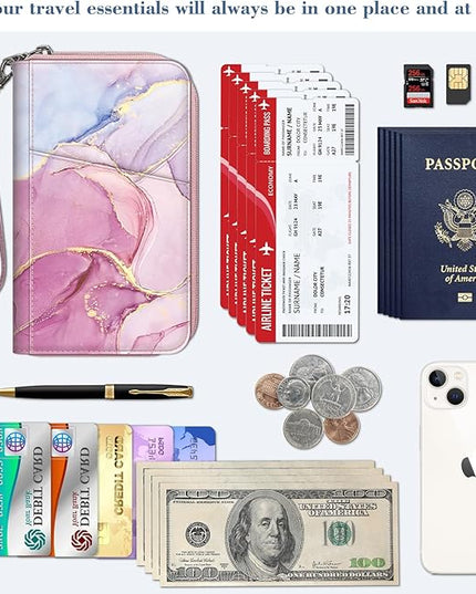 Fintie Family Passport Holder Wallet, RFID Blocking Travel Document Organizer Clutch Bag Credit Cards Case Cover for Women Men