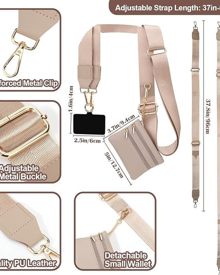 XANGNIER Clip and Go Strap for Phone with Wallet Crossbody, Phone Strap with Zippered Wallet, Adjustable Anti Theft Cellphone Lanyard for Women, Cellphone Chain Accessories,Multicolor 7