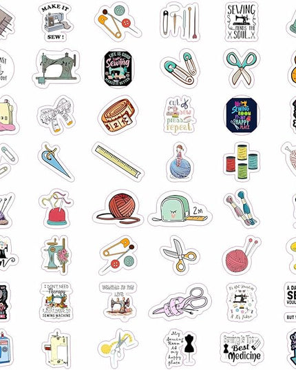 BulbaCraft Sewing Stickers for Water Bottle and Laptop - Tailor Party Supplies & Decorations, Waterproof Vinyl Crafting Decals, Sewing and Needlework Stickers Laptop Decals, Gifts for Women & Men