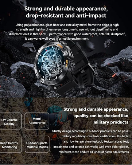 1.39''HD Smart Watch for Men Fitness Tracker(Answer/Make Call) Bluetooth Call Military Smartwatch Fitness Watch for Android iOS Outdoor Waterproof Tactical Watches with Heart Rate SPo2 Monitor