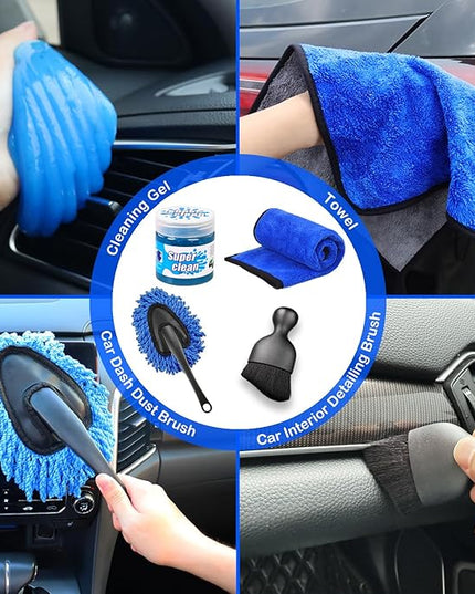 17pcs Car Detailing Kit Interior Cleaner, Car Interior Cleaning Kit with Handheld Car Vacuum, Car Detailing Brushes, Windshield Cleaning Tool, Car Cleaning Supplies, Car Accessories for Men, Women