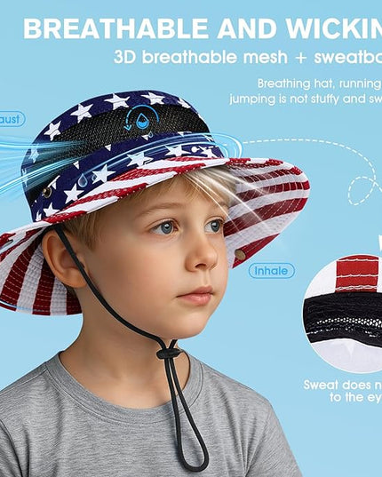 Century Star Outdoor Kids Sun Hat UPF 50+ Quick Dry Adjustable Bucket Hat Windproof Waterproof Beach Fishing Safari Hat