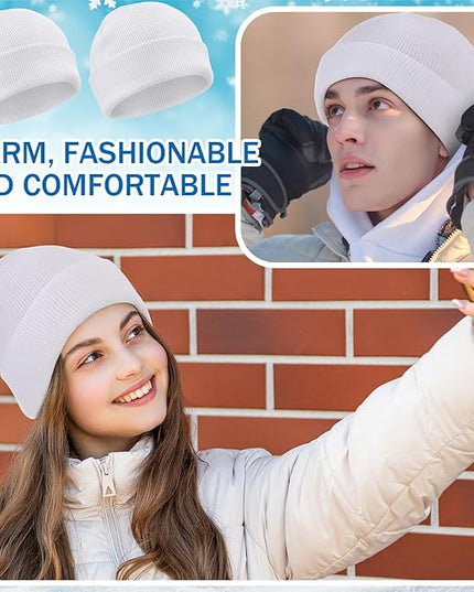 Yahenda 50 Pcs Winter Beanies Bulk for Men Women, Knitted Beanie Hats Cuffed Skull Cap Unisex