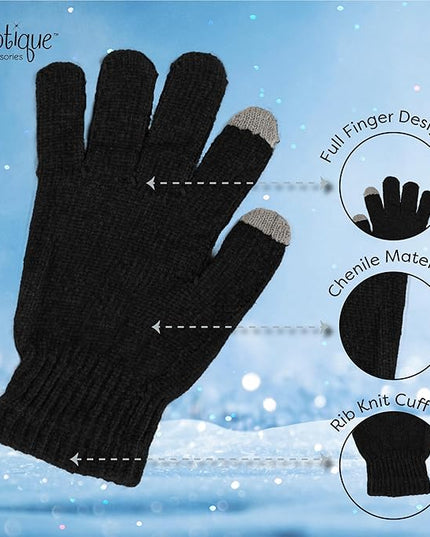 Motique Accessories Chenille Gloves Women Winter Magic Warm Gloves