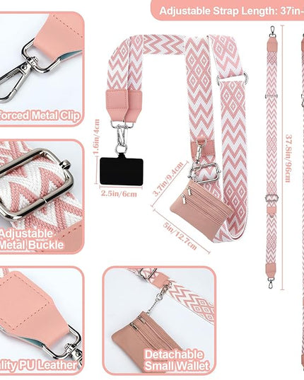 XANGNIER Clip and Go Strap for Phone with Wallet Crossbody, Phone Strap with Zippered Wallet, Adjustable Anti Theft Cellphone Lanyard for Women, Cellphone Chain Accessories,Multicolor 18