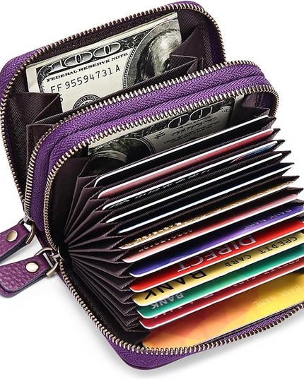 GOIACII Small Genuine Leather Wallet for Women, RFID Blocking Credit Card Holder Wallet