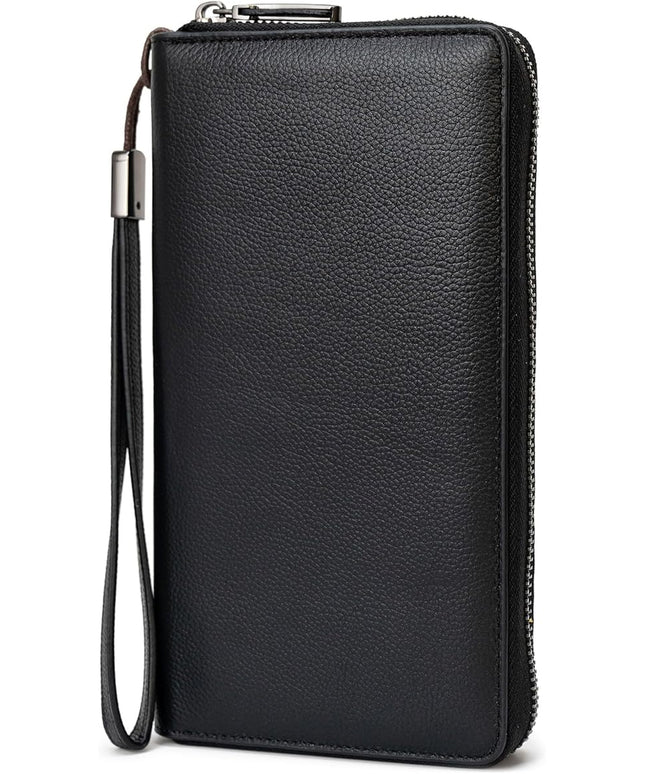 Bveyzi Women RFID Blocking Wallet Leather Zip Around Phone Clutch Large Capacity Ladies Travel Purse Wristlet | RFID Blocking, Zip Around, Large Capacity