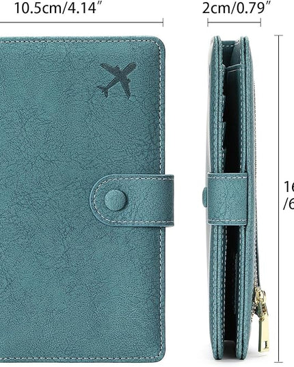 RFID Blocking Passport Wallet Cover Case Travel Document Organizer for Women and Men,Travel Wallet for Credit Card