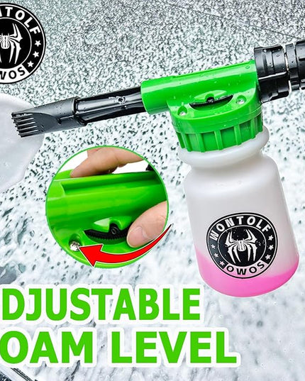 Wontolf CWK188 Car Wash Kit with Foam Gun, Car Wash Soap, Interior Detailer Cleaner, Wheel Cleaner, Car Care Cleaning Detailing Kit for Cars Trucks RVs SUVs Motorcycles (Works w/Garden Hose), 10 Items