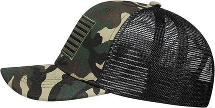 AURR American Flag Trucker Hat, Patriotic Baseball Cap for Men & Women, Breathable Mesh Adjustable Snapback, USA Flag Patch