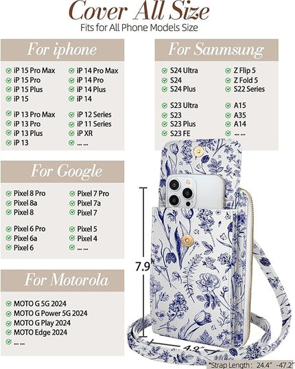 Cute Small Crossbody Purse Cell Phone Bags for Women - Leather Cellphone Wallet Purse with Shoulder Strap