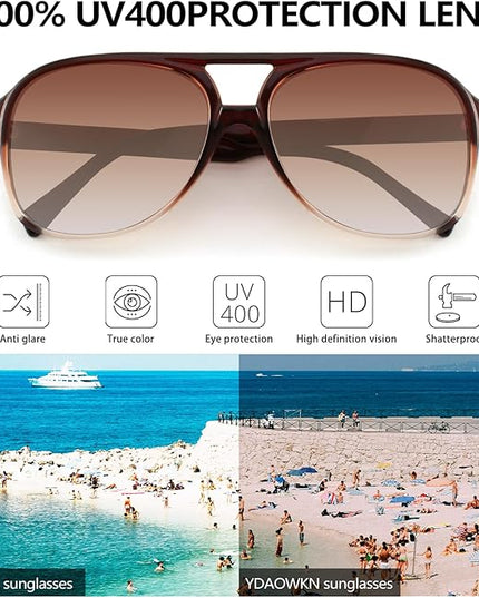 YDAOWKN Retro Aviator Sunglasses for Women Mens Large Frame Classic Vintage 70s Sun Glasses Aviators