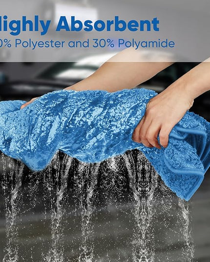 HOMEXCEL Professional Car Drying Towel (36"x 24") with Twisted-Loop Technology, 1200GSM for a Streak-Free Finish – Microfiber Towels for Cars, Trucks, SUVs, RVs and Motorcycles, Blue